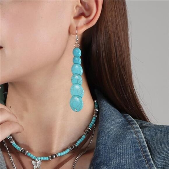 Bohemian Turquoise Jewelry Set – 12-Piece Western-Inspired Collection Cowgirl - Picture 4 of 7